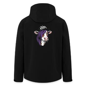 Punk Kuh mit Lila Haar - Recycelte Männer Softshell-Jacke von Stanley/Stella - Schwarz - Hinten - AI Model Male 185 light (185cm)
