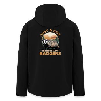 Funny Animal Badger - Men’s Recycled Softshell Jacket by Stanley/Stella - black - Back - AI Model Male 185 light (185cm)