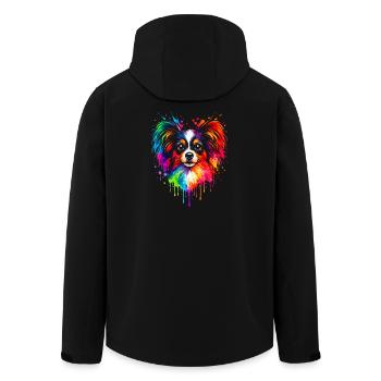 Papillon | Miniature Spaniel Pop Art - Men’s Recycled Softshell Jacket by Stanley/Stella - black - Back - AI Model Male 185 light (185cm)