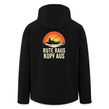Angeln Spruch - Rute Raus Kopf Aus Retro - Recycelte Männer Softshell-Jacke von Stanley/Stella - Schwarz - Hinten - AI Model Male 185 light (185cm)