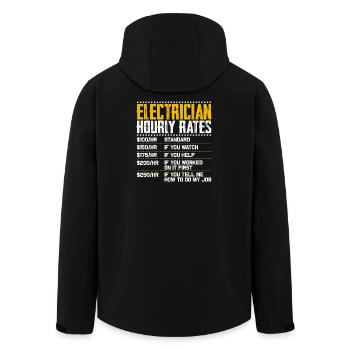 Electrician Hourly Rate Humor - Men’s Recycled Softshell Jacket by Stanley/Stella - black - Back - AI Model Male 185 light (185cm)