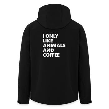I Only Like Animals and Coffee - Men’s Recycled Softshell Jacket by Stanley/Stella - black - Back - AI Model Male 185 light (185cm)