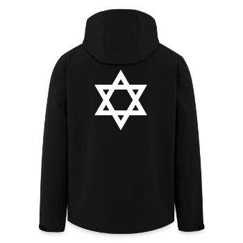 Geometric Star of David Emblem - Men’s Recycled Softshell Jacket by Stanley/Stella - black - Back - AI Model Male 185 light (185cm)