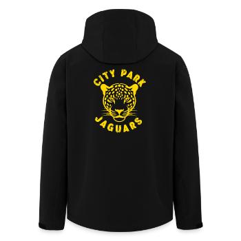 city Park Jaguars - Men’s Recycled Softshell Jacket by Stanley/Stella - black - Back - AI Model Male 185 light (185cm)