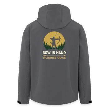 Bow in Hand - Retro Bogenschießen - Recycelte Männer Softshell-Jacke von Stanley/Stella - Schwarz - Hinten - AI Model Male 185 light (185cm)