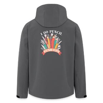 Graphique artiste peintre Je fais des pompes au crayon en disant - Veste softshell homme en polyester recyclé Stanley/Stella - charbon - Dos - AI Model Male 185 light (185cm)