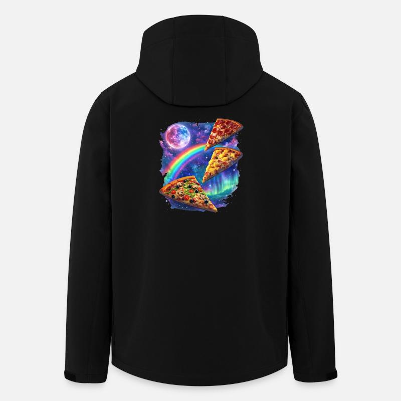 Cosmic Rainbow Pizza All - Men’s Recycled Softshell Jacket by Stanley/Stella - black