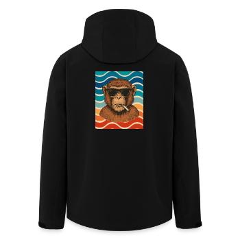 Wave Chimp with Sunglasses - Men’s Recycled Softshell Jacket by Stanley/Stella - black - Back - AI Model Male 185 light (185cm)