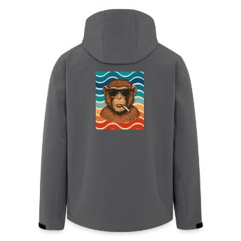 Wellen-Chimp mit Sonnenbrille - Recycelte Männer Softshell-Jacke von Stanley/Stella - Anthrazit - Hinten - AI Model Male 185 light (185cm)