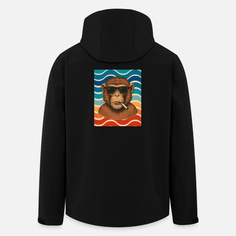 Wave Chimp with Sunglasses - Men’s Recycled Softshell Jacket by Stanley/Stella - black
