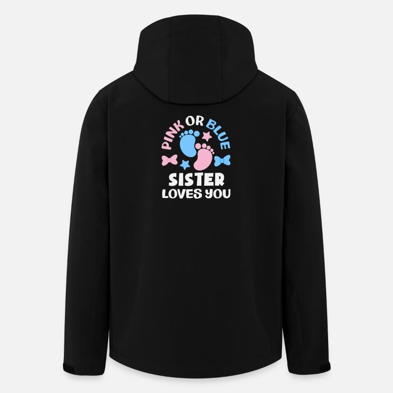Lyserød eller blå søster elsker dig Kønsafsløring - Stanley/Stella herre softshelljakke i genanvendt polyester - sort