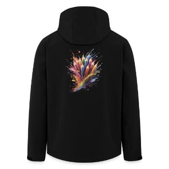 Buntstifte – Kreatives Zeichnen Bunker Spritzer - Recycelte Männer Softshell-Jacke von Stanley/Stella - Schwarz - Hinten - AI Model Male 185 light (185cm)