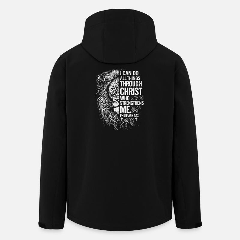 Löwenstärke durch Christus – Philipper 4:13 - Recycelte Männer Softshell-Jacke von Stanley/Stella - Schwarz