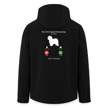 Altenglischer Schäferhund ruft Telefonbildschirm - Recycelte Männer Softshell-Jacke von Stanley/Stella - Schwarz - Hinten - AI Model Male 185 light (185cm)