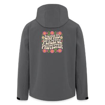 Unpaid Peaceful Protester Activist Saying Demo - Men’s Recycled Softshell Jacket by Stanley/Stella - anthracite - Back - AI Model Male 185 light (185cm)