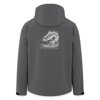 Conception de poissons-chats – Dessin de croquis de pêcheur - Veste softshell homme en polyester recyclé Stanley/Stella - noir - Dos - AI Model Male 185 light (185cm)