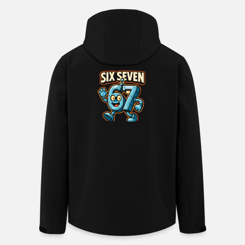 Six Seven 67 Italiensk Brainrot Robot Meme-humor - Softshelljacka herr i återvunnen polyester Stanley/Stella - svart