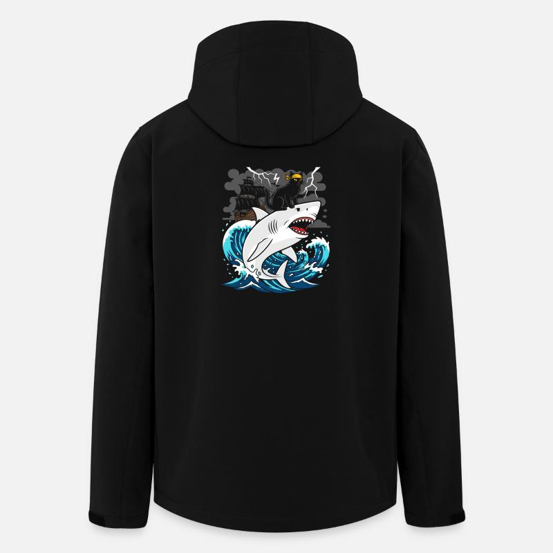 Chat pirate contre requin tempête - Veste softshell homme en polyester recyclé Stanley/Stella - noir