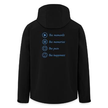 Pleine conscience, moments, souvenirs, bonheur - Veste softshell homme en polyester recyclé Stanley/Stella - noir - Dos - AI Model Male 185 light (185cm)