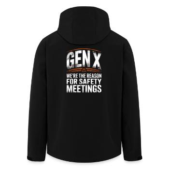 Gen X Security Meetings Saying - Men’s Recycled Softshell Jacket by Stanley/Stella - black - Back - AI Model Male 185 light (185cm)