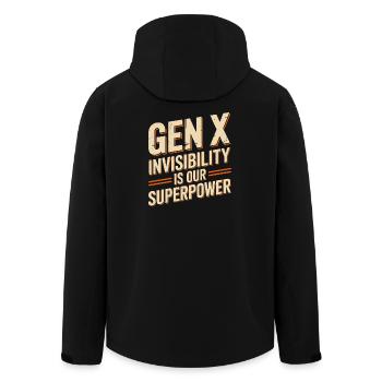 Gen X – Invisibility is our superpower - Men’s Recycled Softshell Jacket by Stanley/Stella - black - Back - AI Model Male 185 light (185cm)