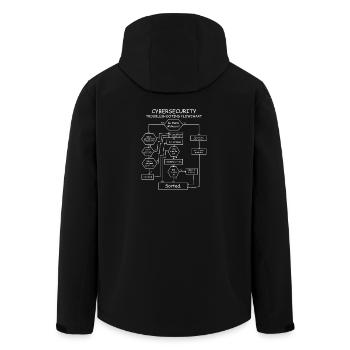 Funny Cybersecurity Troubleshooting Flowchart IT - Men’s Recycled Softshell Jacket by Stanley/Stella - black - Back - AI Model Male 185 light (185cm)
