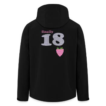 Endlich 18 – Beeren Plaid Design - Recycelte Männer Softshell-Jacke von Stanley/Stella - Schwarz - Hinten - AI Model Male 185 light (185cm)