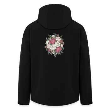 Vintage Rose Bouquet Pink White - Men’s Recycled Softshell Jacket by Stanley/Stella - black - Back - AI Model Male 185 light (185cm)