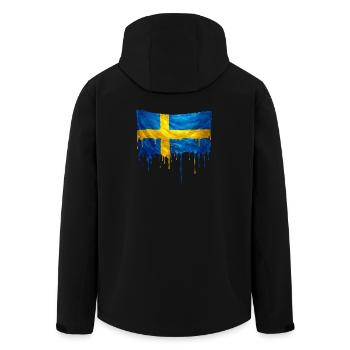 Sweden Flag Drop Art - Men’s Recycled Softshell Jacket by Stanley/Stella - black - Back - AI Model Male 185 light (185cm)