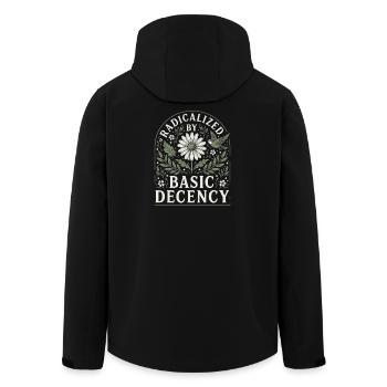 Radicalized by Basic Decency Vintage Floral Design - Men’s Recycled Softshell Jacket by Stanley/Stella - black - Back - AI Model Male 185 light (185cm)