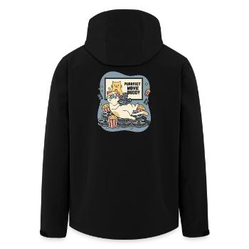 Purrfect Movie Buddy: Katzen Kino Spaß - Recycelte Männer Softshell-Jacke von Stanley/Stella - Schwarz - Hinten - AI Model Male 185 light (185cm)