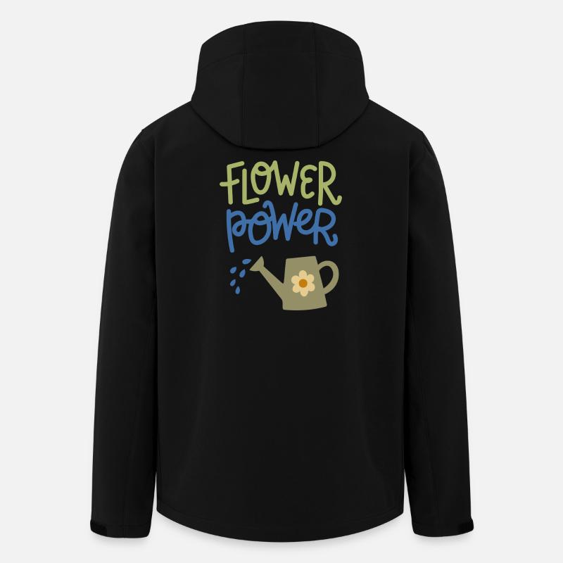 Flower Power Cute Gardening Watering Can Design - Men’s Recycled Softshell Jacket by Stanley/Stella - black