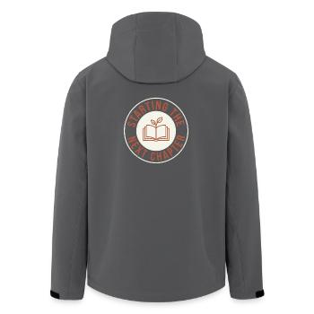 Reading Books for New Beginnings & Self-Healing - Men’s Recycled Softshell Jacket by Stanley/Stella - anthracite - Back - AI Model Male 185 light (185cm)