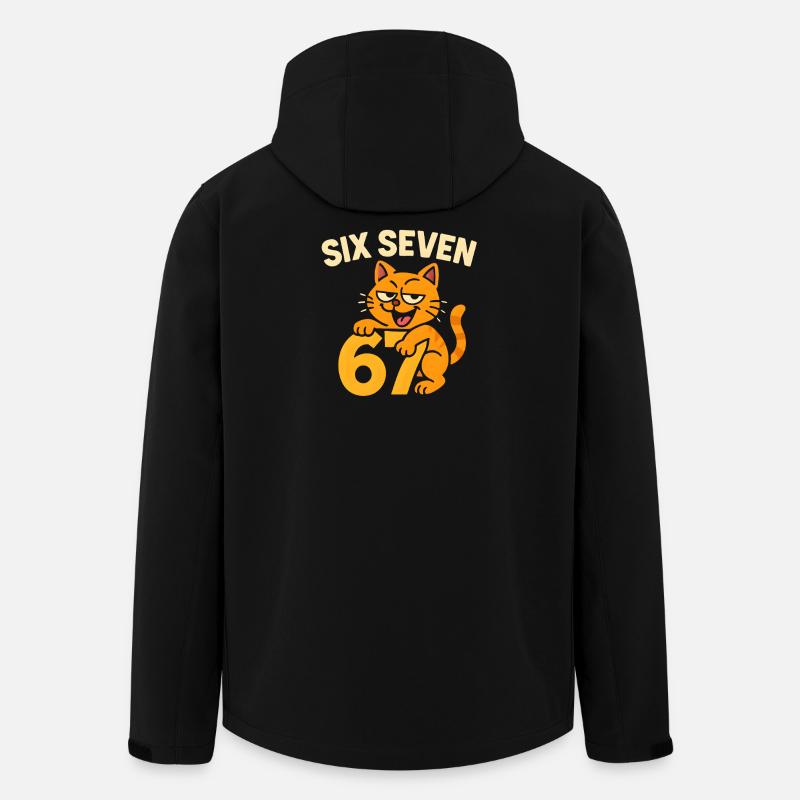 Six Seven Cat 67 italiensk hjernerot-humor - Softshelljakke herre i resirkulert polyester Stanley/Stella - svart