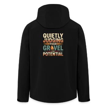 Kies auf Potenzial prüfen | Geologie Humor - Recycelte Männer Softshell-Jacke von Stanley/Stella - Schwarz - Hinten - AI Model Male 185 light (185cm)