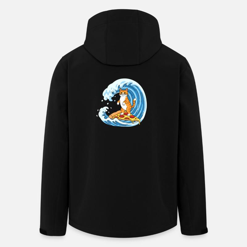 Surfer cat on pizza wave - Men’s Recycled Softshell Jacket by Stanley/Stella - black
