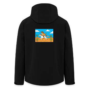 Katz-Cowboy im Wüstenritt - Recycelte Männer Softshell-Jacke von Stanley/Stella - Schwarz - Hinten - AI Model Male 185 light (185cm)