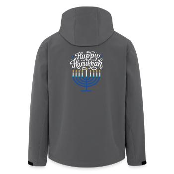 Happy Hanukkah Menorah  - Men’s Recycled Softshell Jacket by Stanley/Stella - anthracite - Back - AI Model Male 185 light (185cm)