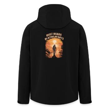 Bust Roads Blazing Hearts Hiking Adventure - Men’s Recycled Softshell Jacket by Stanley/Stella - black - Back - AI Model Male 185 light (185cm)