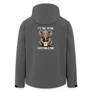 its fine im fine coffee elephant humor - Men’s Recycled Softshell Jacket by Stanley/Stella - anthracite - Back - AI Model Male 185 light (185cm)