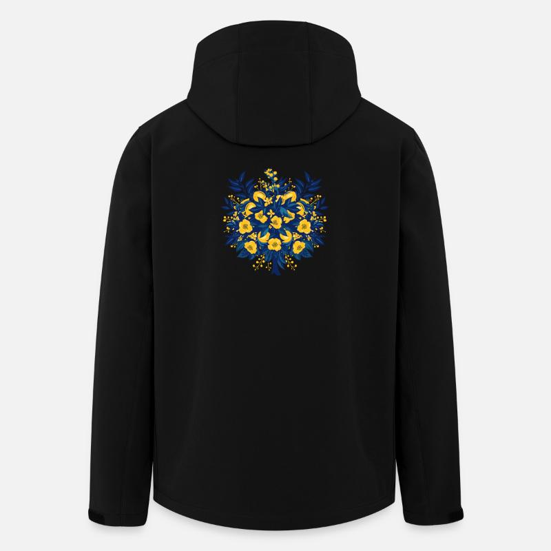 Blau Gold Blütenkreis Muster - Recycelte Männer Softshell-Jacke von Stanley/Stella - Schwarz