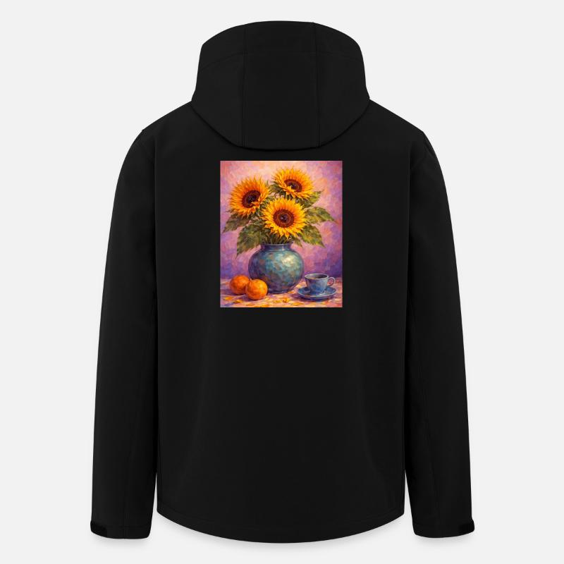Yellow Sunflowers Flowers Sunflower Graphics - Men’s Recycled Softshell Jacket by Stanley/Stella - black