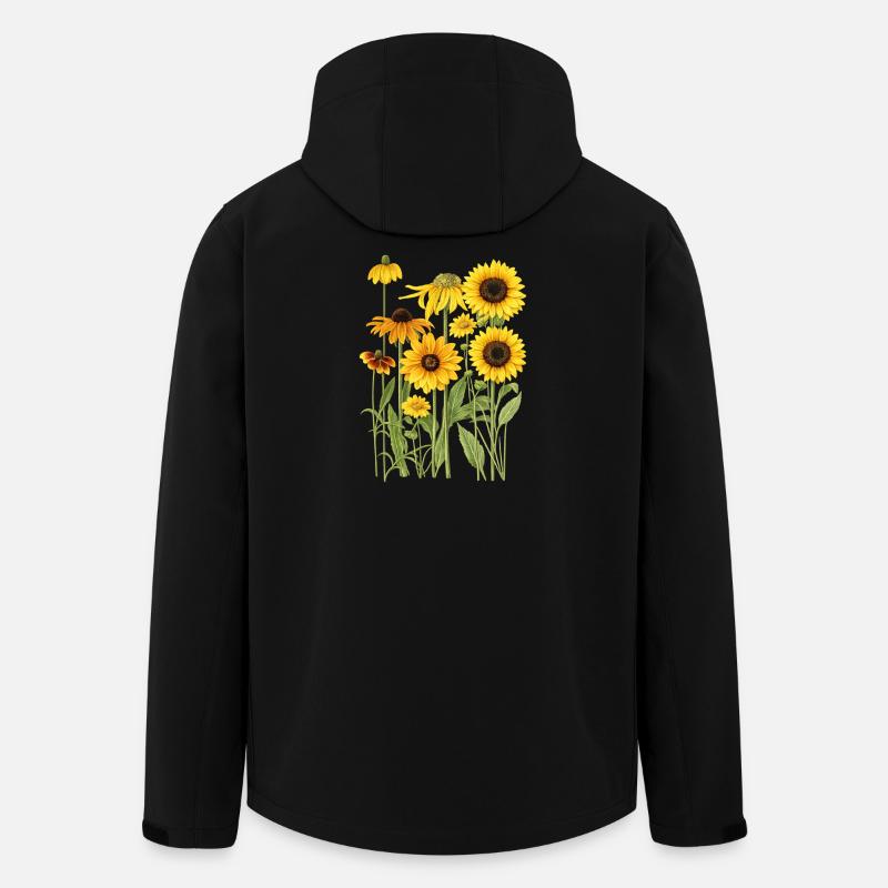 Gelbe Sonnenblumen Blumen Sonnenblumengrafiken - Recycelte Männer Softshell-Jacke von Stanley/Stella - Schwarz