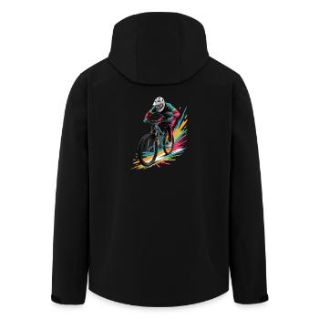 MTB farbiges Mountainbike Design für Jungen - Recycelte Männer Softshell-Jacke von Stanley/Stella - Schwarz - Hinten - AI Model Male 185 light (185cm)