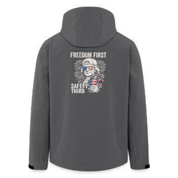 La liberté d’abord, la sécurité en troisième position. Jef - Veste softshell homme en polyester recyclé Stanley/Stella - charbon - Dos - AI Model Male 185 light (185cm)