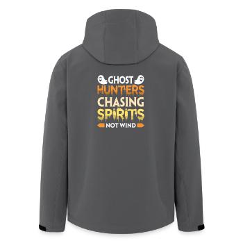 Ghost Hunter Halloween English Saying - Men’s Recycled Softshell Jacket by Stanley/Stella - black - Back - AI Model Male 185 light (185cm)