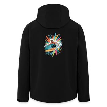 Bunter Surfer Wasserfarben Spritzer Graffiti - Recycelte Männer Softshell-Jacke von Stanley/Stella - Schwarz - Hinten - AI Model Male 185 light (185cm)