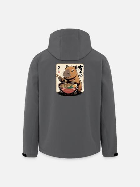 Capybara Ramen Art with Chopsticks - Men’s Recycled Softshell Jacket by Stanley/Stella - black