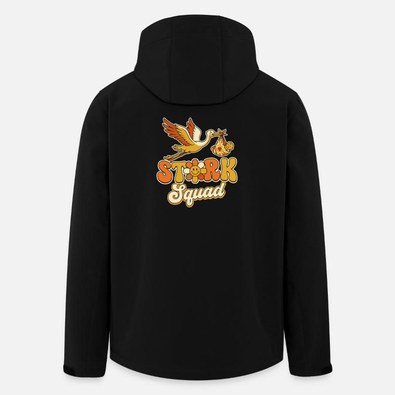 Storch Squad Retro Stil - Recycelte Männer Softshell-Jacke von Stanley/Stella - Schwarz