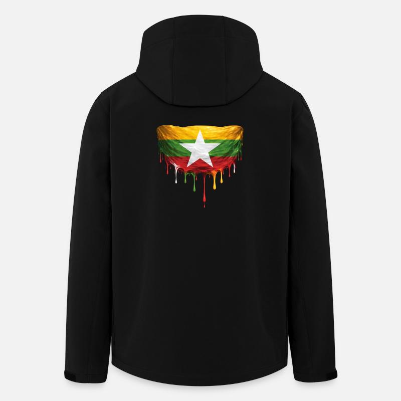 Myanmar Flag Tropfenkunst - Recycelte Männer Softshell-Jacke von Stanley/Stella - Schwarz